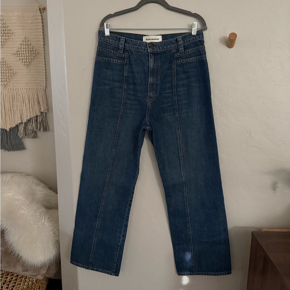 Reformation Women's Dark Indigo Straight Jeans